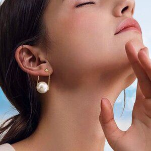 14K Gold Filled Elegant White Pearl Drop Earring